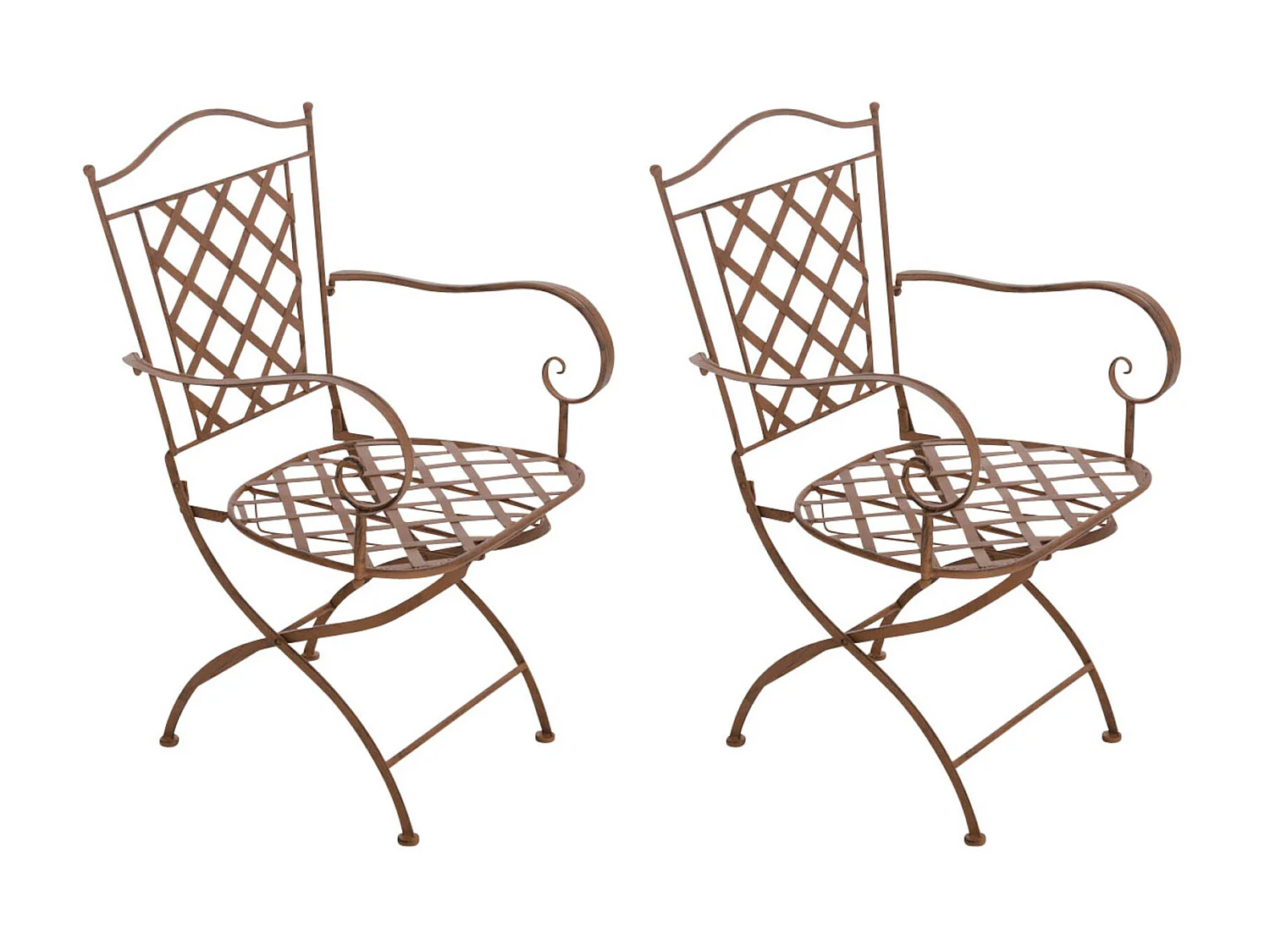 Lot de 2 Chaises de jardin - Métal & Fer galvanisé - Marron antique - Adara