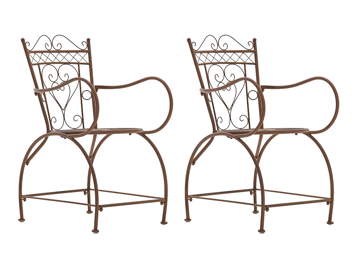 Lot de 2 Chaises de jardin - Métal & Métal - Marron antique - Sheela