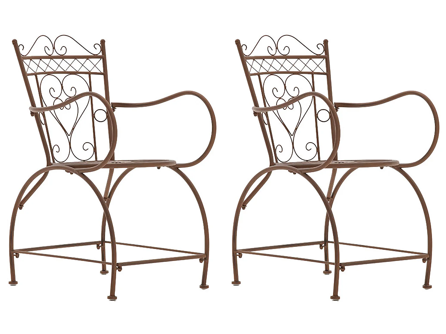 Lot de 2 Chaises de jardin - Métal & Métal - Marron antique - Sheela