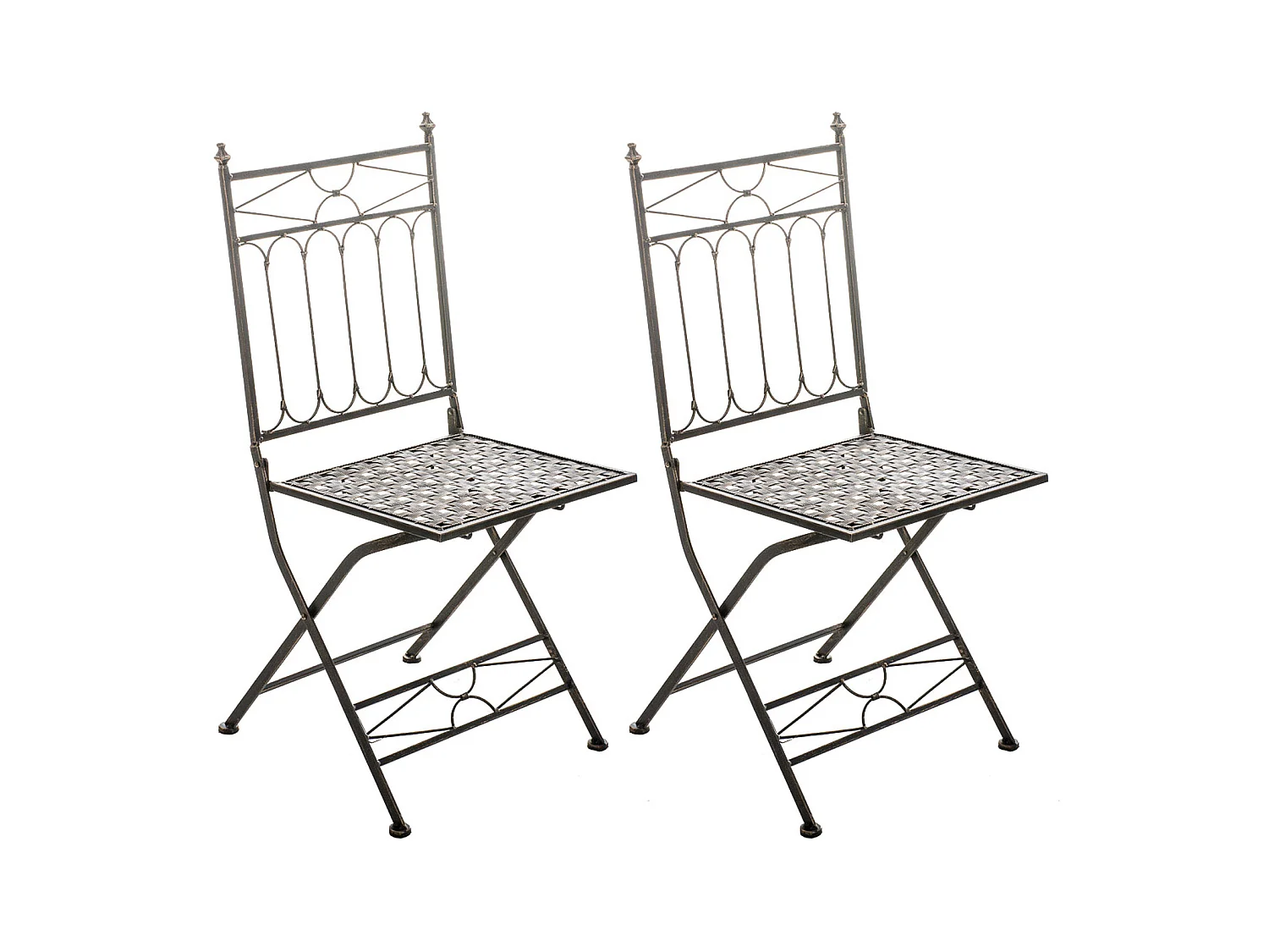 Lot de 2 Chaises de jardin - Métal & Métal - Bronze - Asina