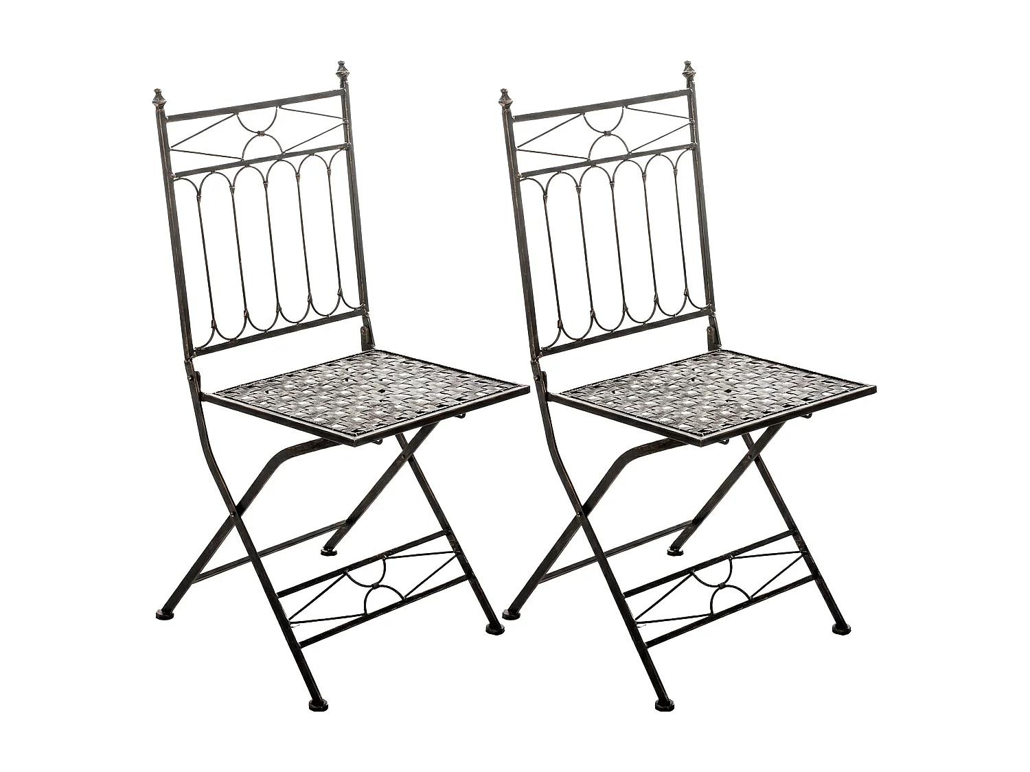 Lot de 2  Chaises de jardin - Métal - Bronze - Asina