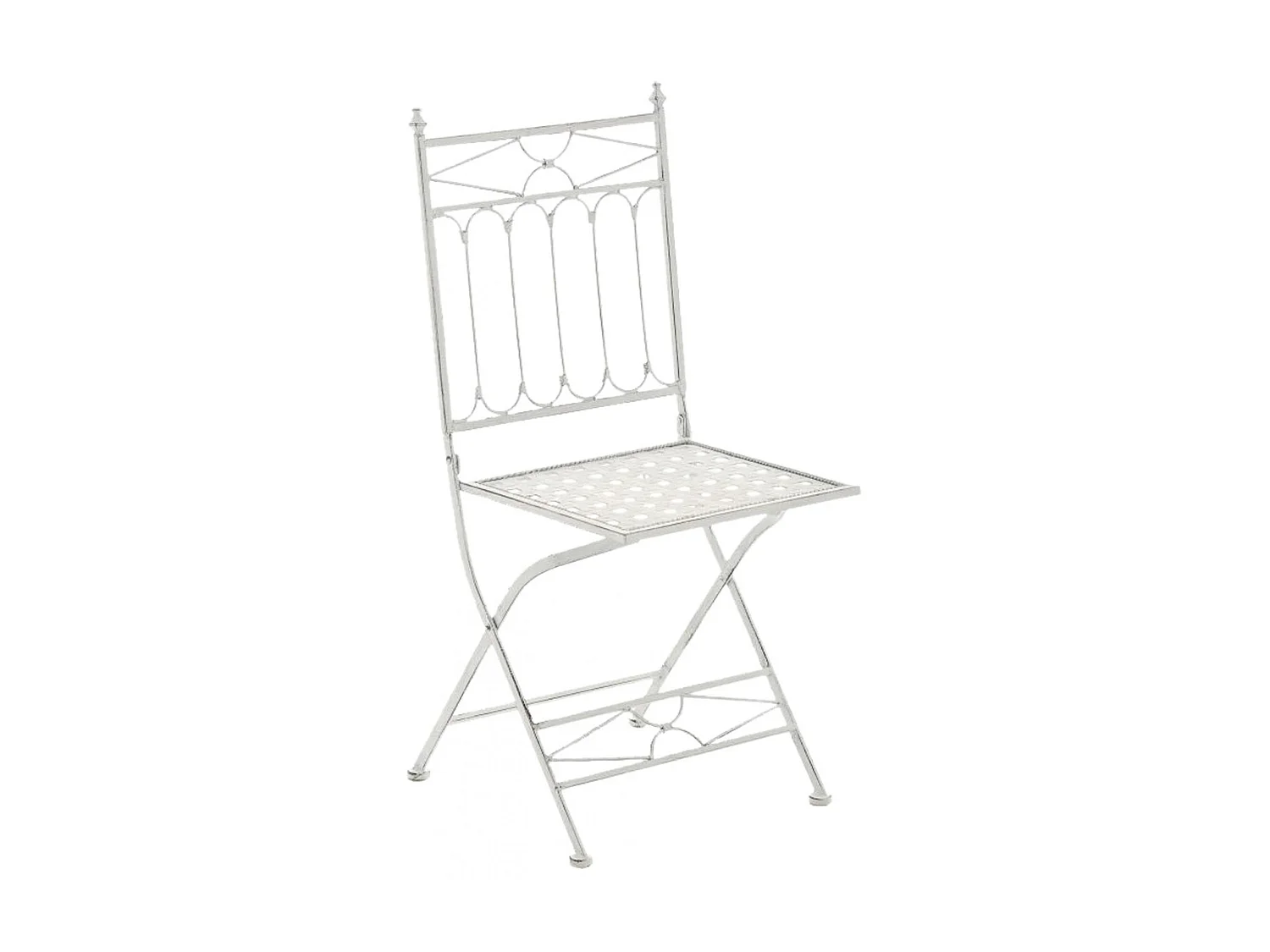 Lot de 2 Chaises de jardin - Métal & Métal - Blanc antique - Asina