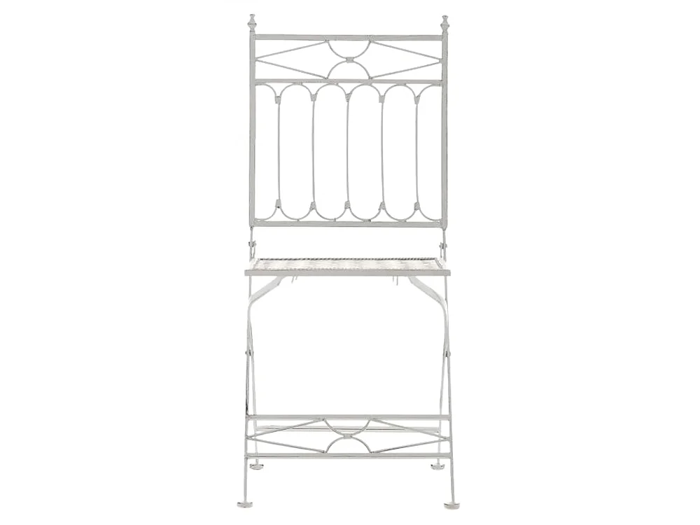 Lot de 2 Chaises de jardin - Métal & Métal - Blanc antique - Asina