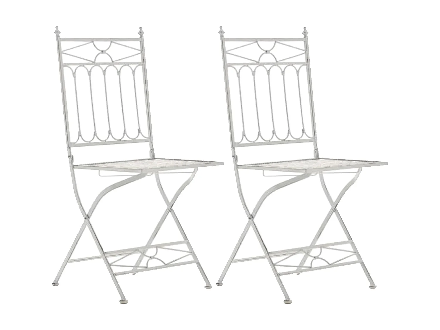 Lot de 2 Chaises de jardin - Métal & Métal - Blanc antique - Asina