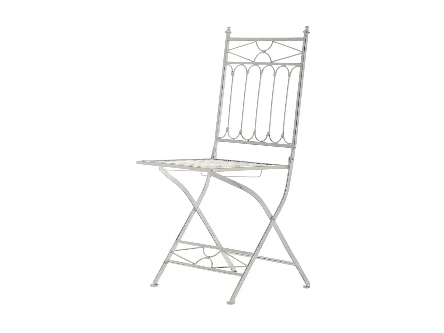 Lot de 2 Chaises de jardin - Métal & Métal - Blanc antique - Asina