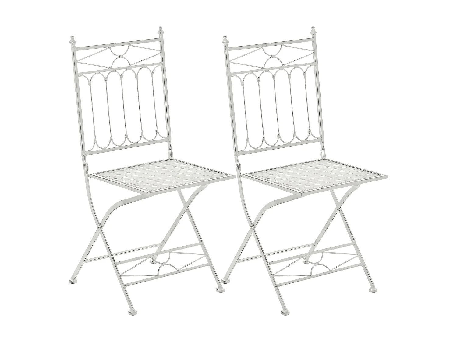 Lot de 2  Chaises de jardin - Métal - Blanc antique - Asina