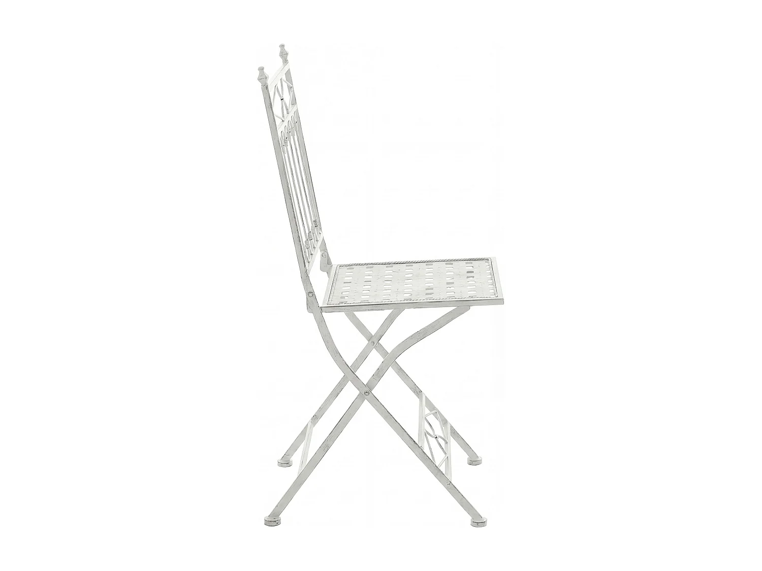 Lot de 2  Chaises de jardin - Métal - Blanc antique - Asina