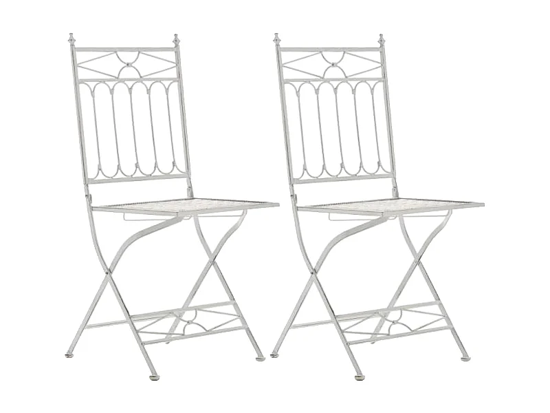 Lot de 2 Chaises de jardin - Métal & Métal - Blanc antique - Asina