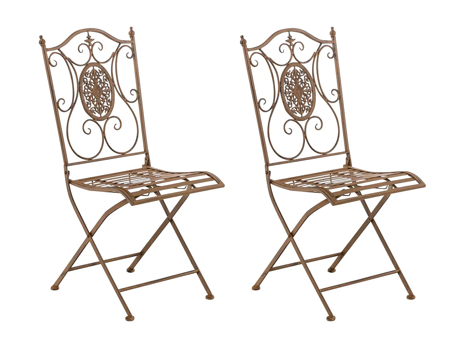 Lot de 2  Chaises de jardin - Métal - Marron antique - Sibell