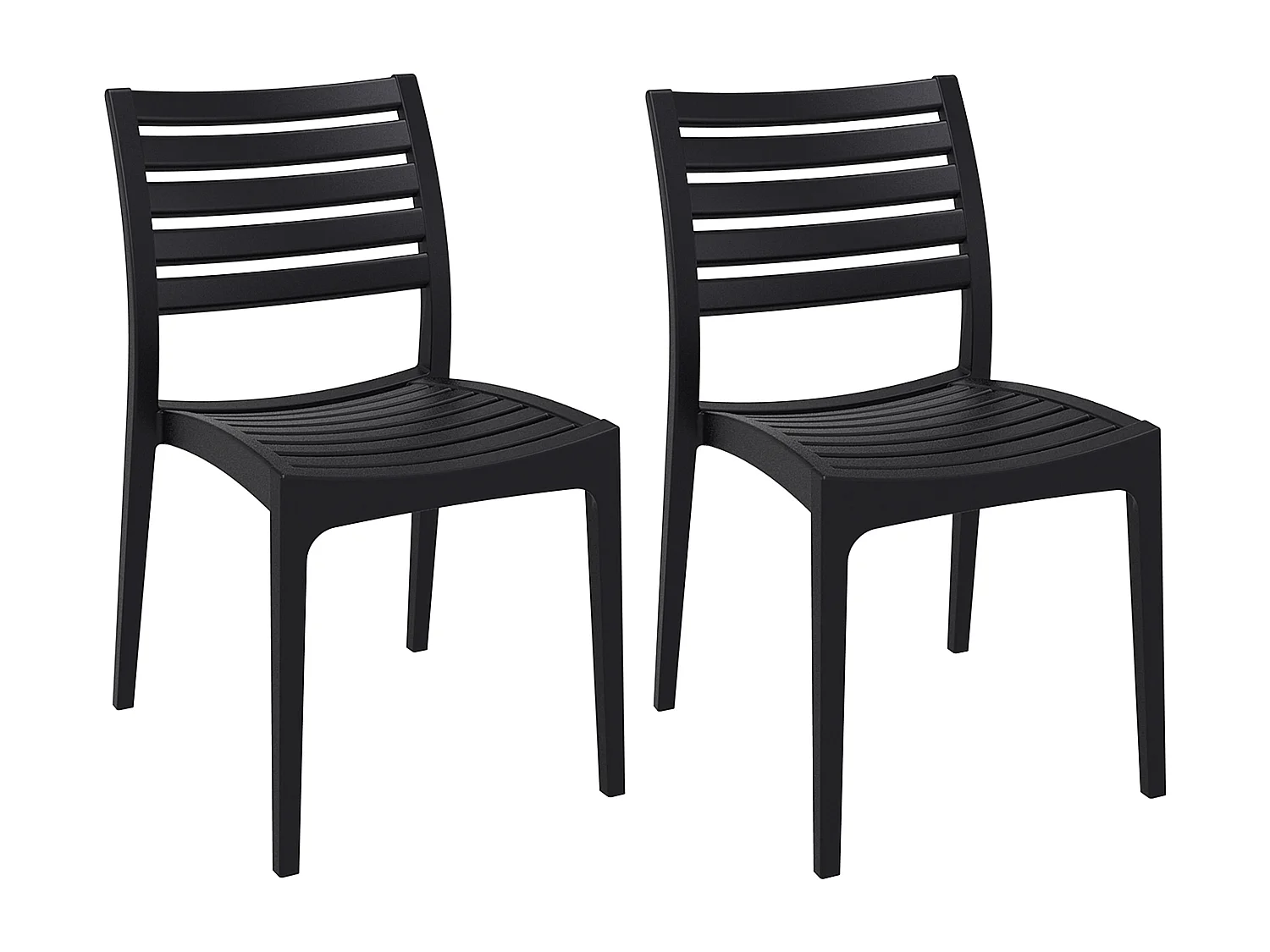 Lot de 2  Chaises de jardin - Plastique & Plastique - Noir - Ares