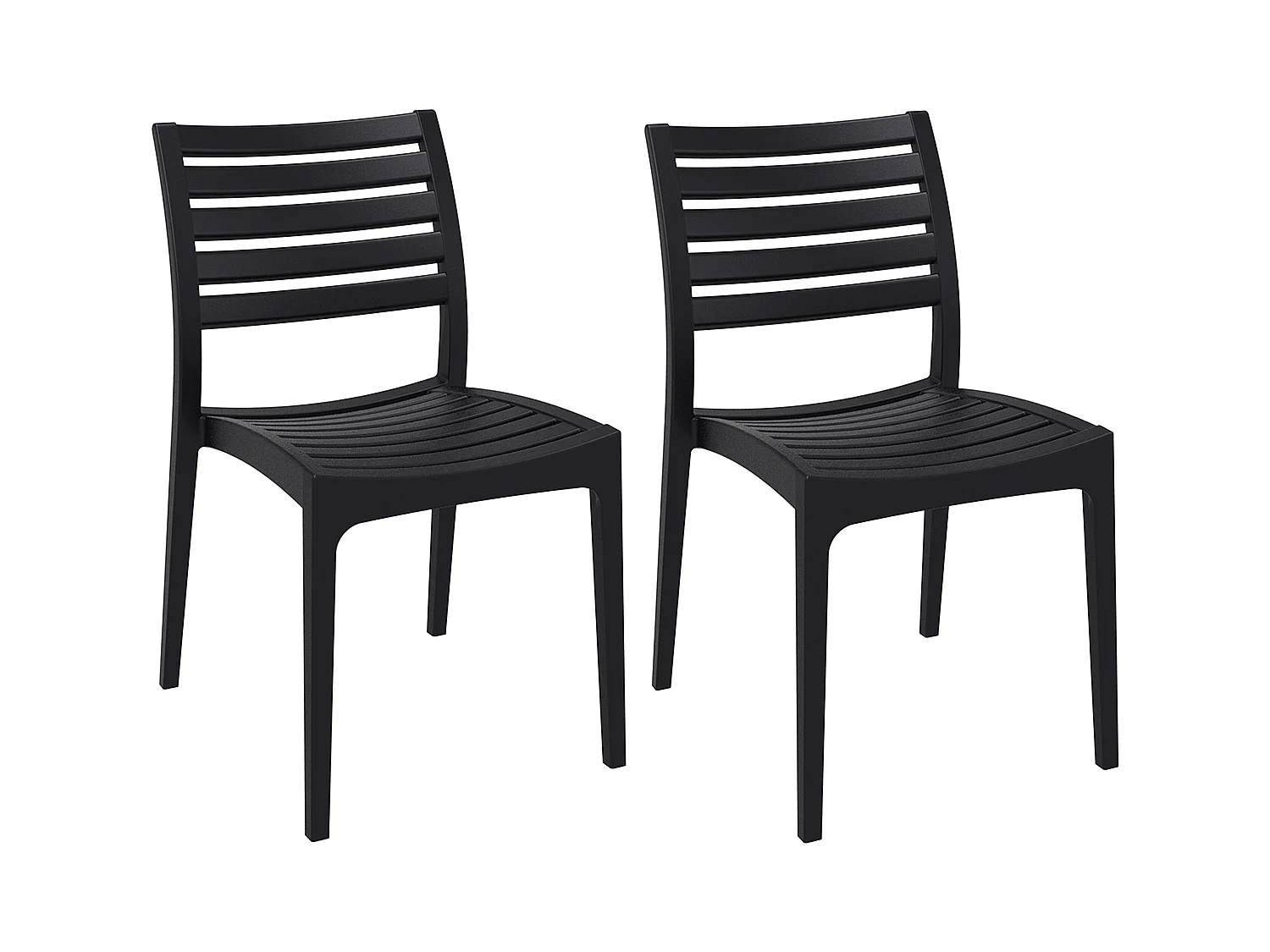 Lot de 2  Chaises de jardin - Plastique & Plastique - Noir - Ares