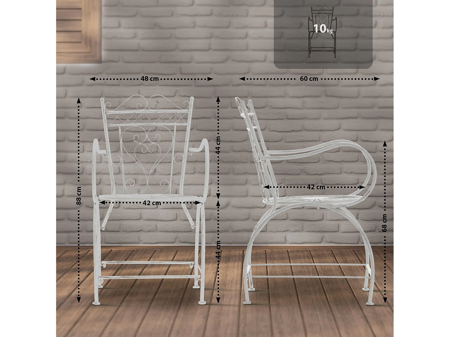 Chaises de jardin - Métal & Acier inoxydable - Blanc antique - Sheela