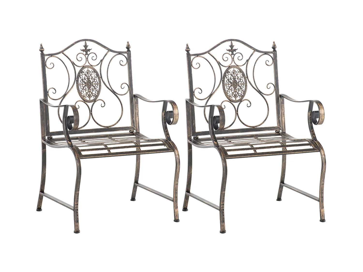 Lot de 2  Chaises de jardin - Métal - Bronze - Punjab