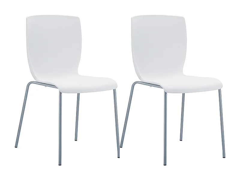 Lot de 2  Chaises de jardin - Plastique & Aluminium - Blanc - Mio