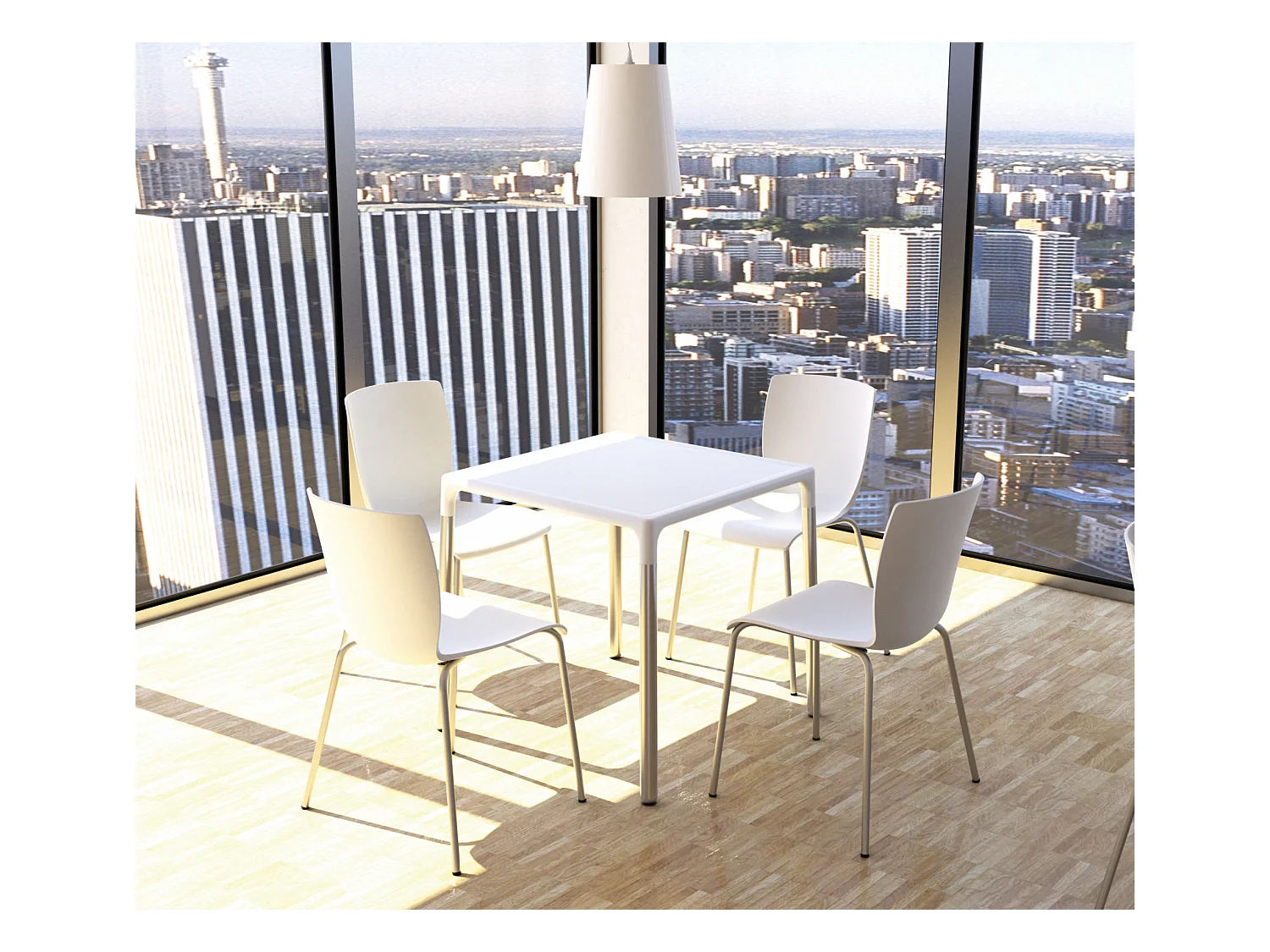 Lot de 2  Chaises de jardin - Plastique & Aluminium - Blanc - Mio