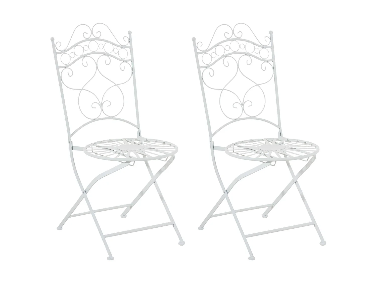 Lot de 2 Chaises de jardin - Métal & Fer galvanisé - Blanc - Indra