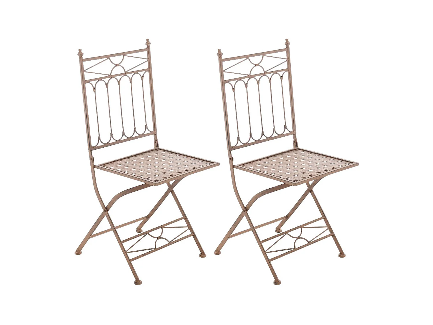 Lot de 2 Chaises de jardin - Métal & Métal - Marron antique - Asina