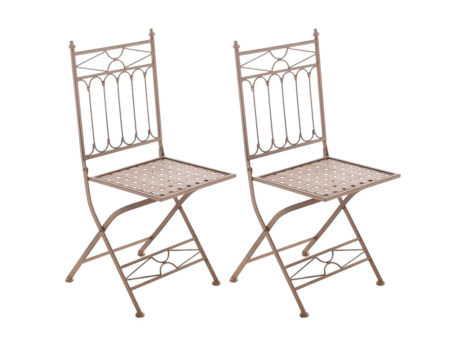 Lot de 2 Chaises de jardin - Métal & Métal - Marron antique - Asina