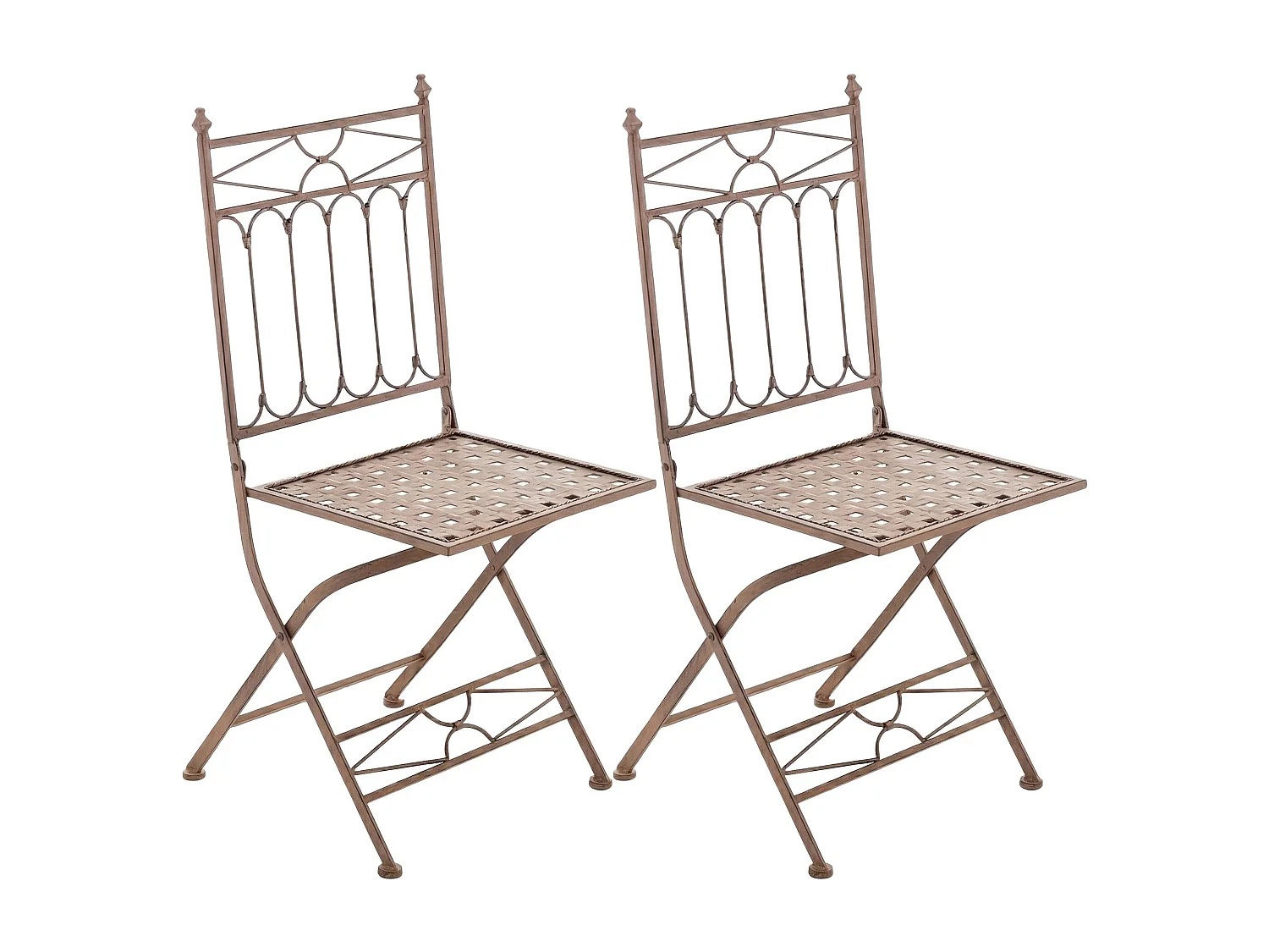 Lot de 2  Chaises de jardin - Métal - Marron antique - Asina
