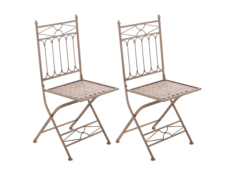 Lot de 2 Chaises de jardin - Métal & Métal - Marron antique - Asina