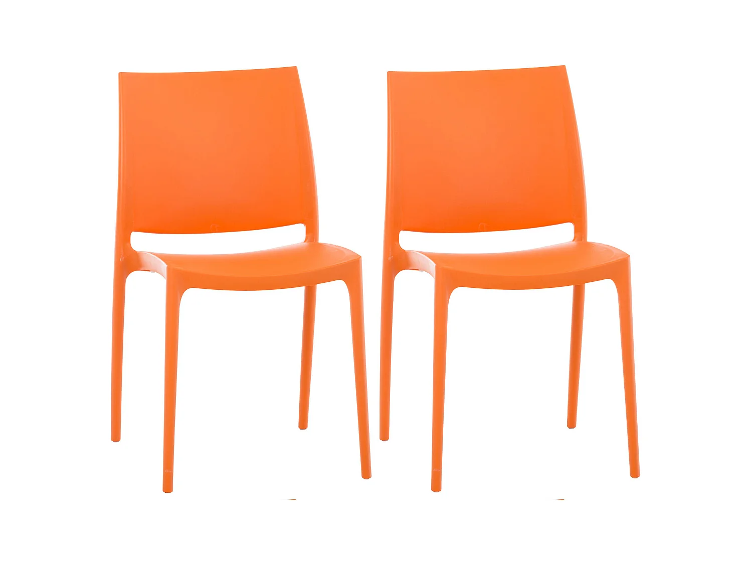 Lot de 2  Chaises de jardin - Plastique - Orange - Maya