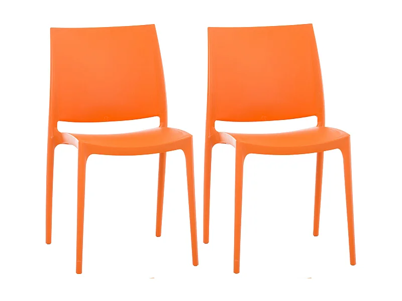 Lot de 2  Chaises de jardin - Plastique - Orange - Maya