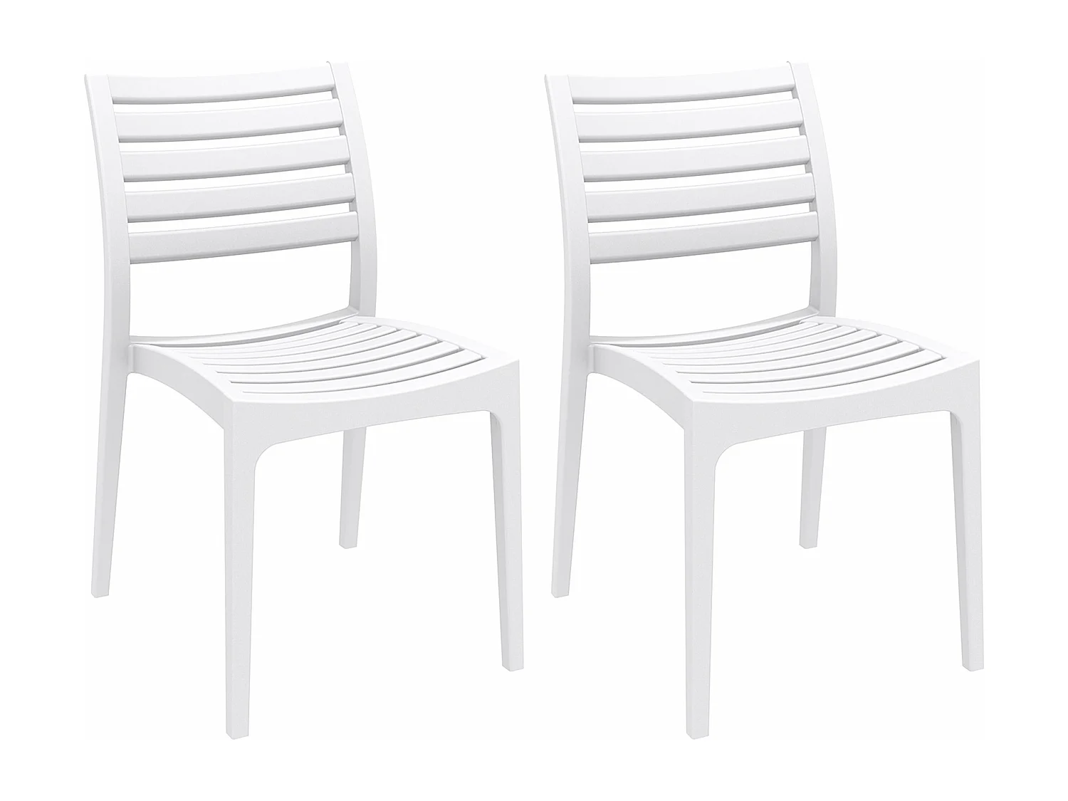 Lot de 2  Chaises de jardin - Plastique & Plastique - Blanc - Ares