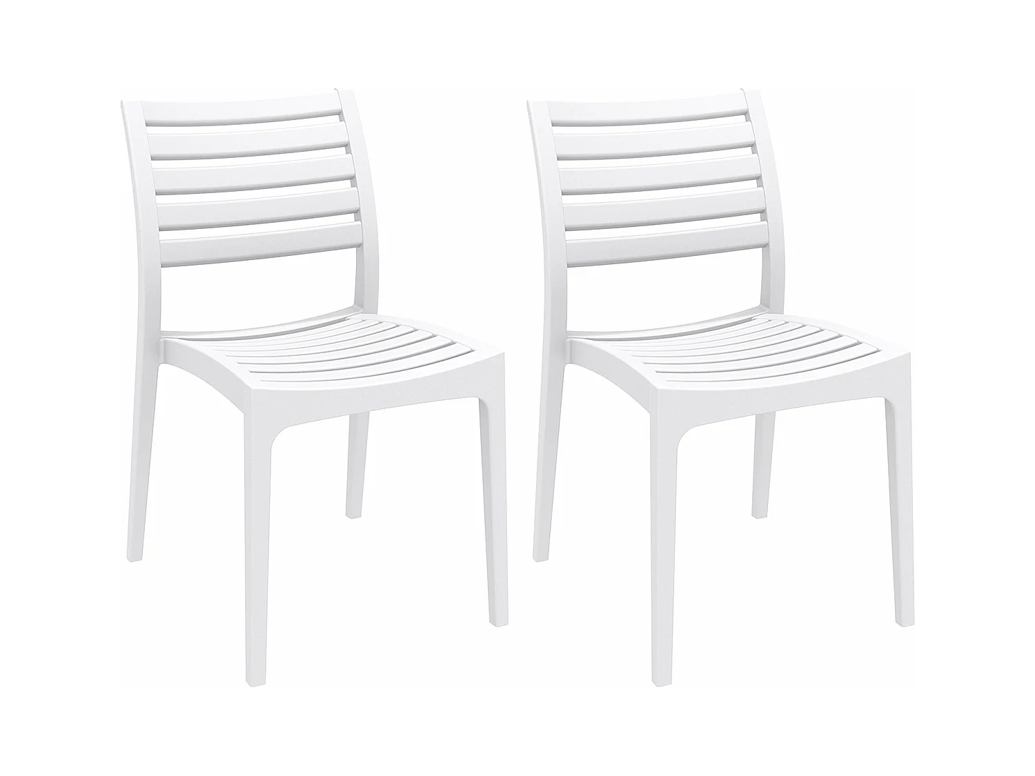 Lot de 2  Chaises de jardin - Plastique & Plastique - Blanc - Ares
