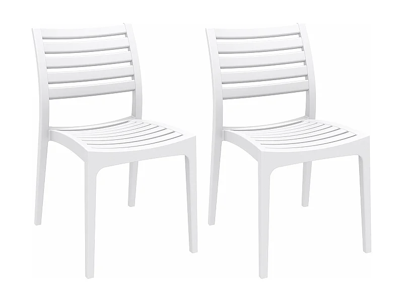 Lot de 2  Chaises de jardin - Plastique & Plastique - Blanc - Ares