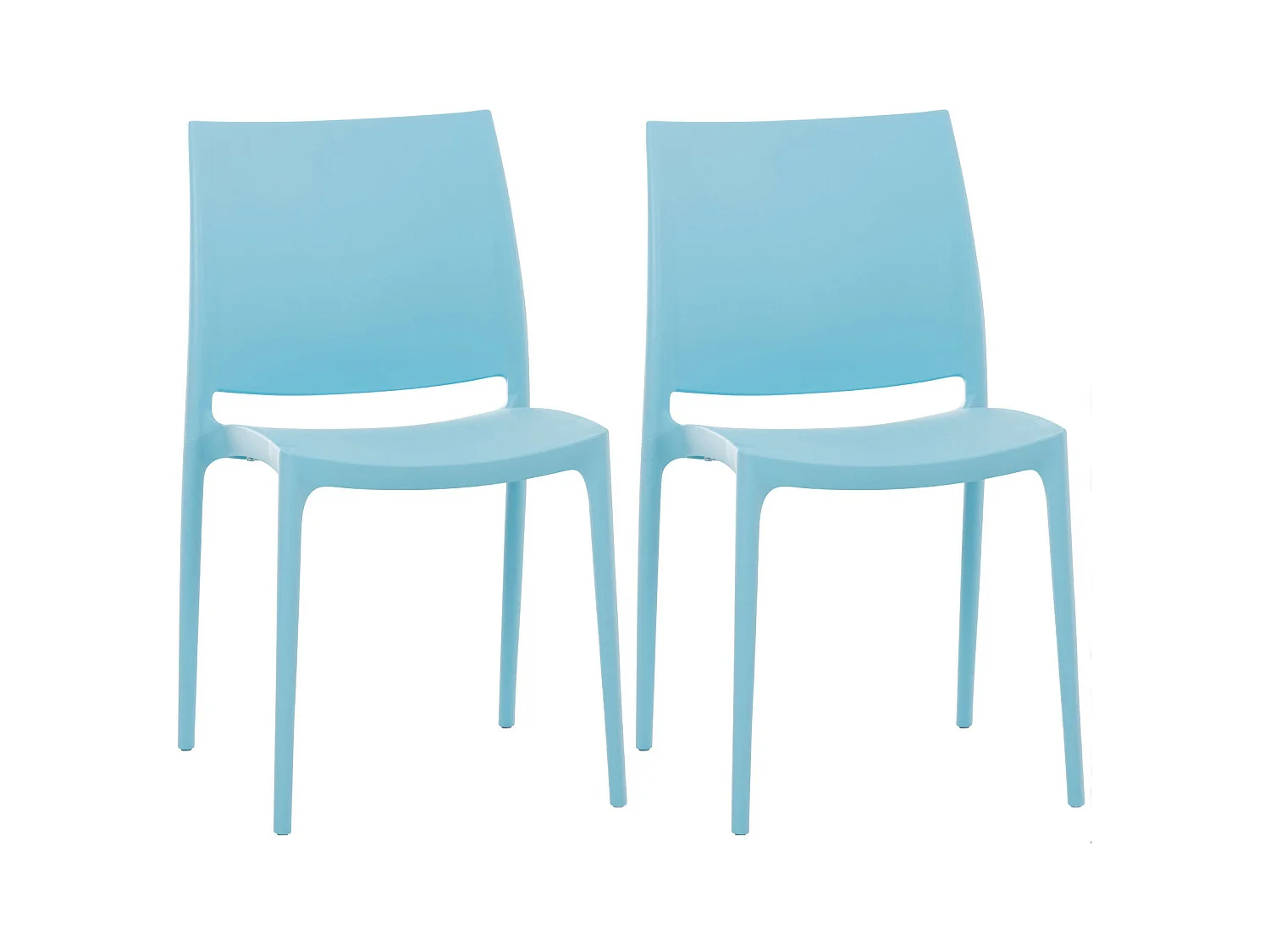 Lot de 2  Chaises de jardin - Plastique - Bleu clair - Maya