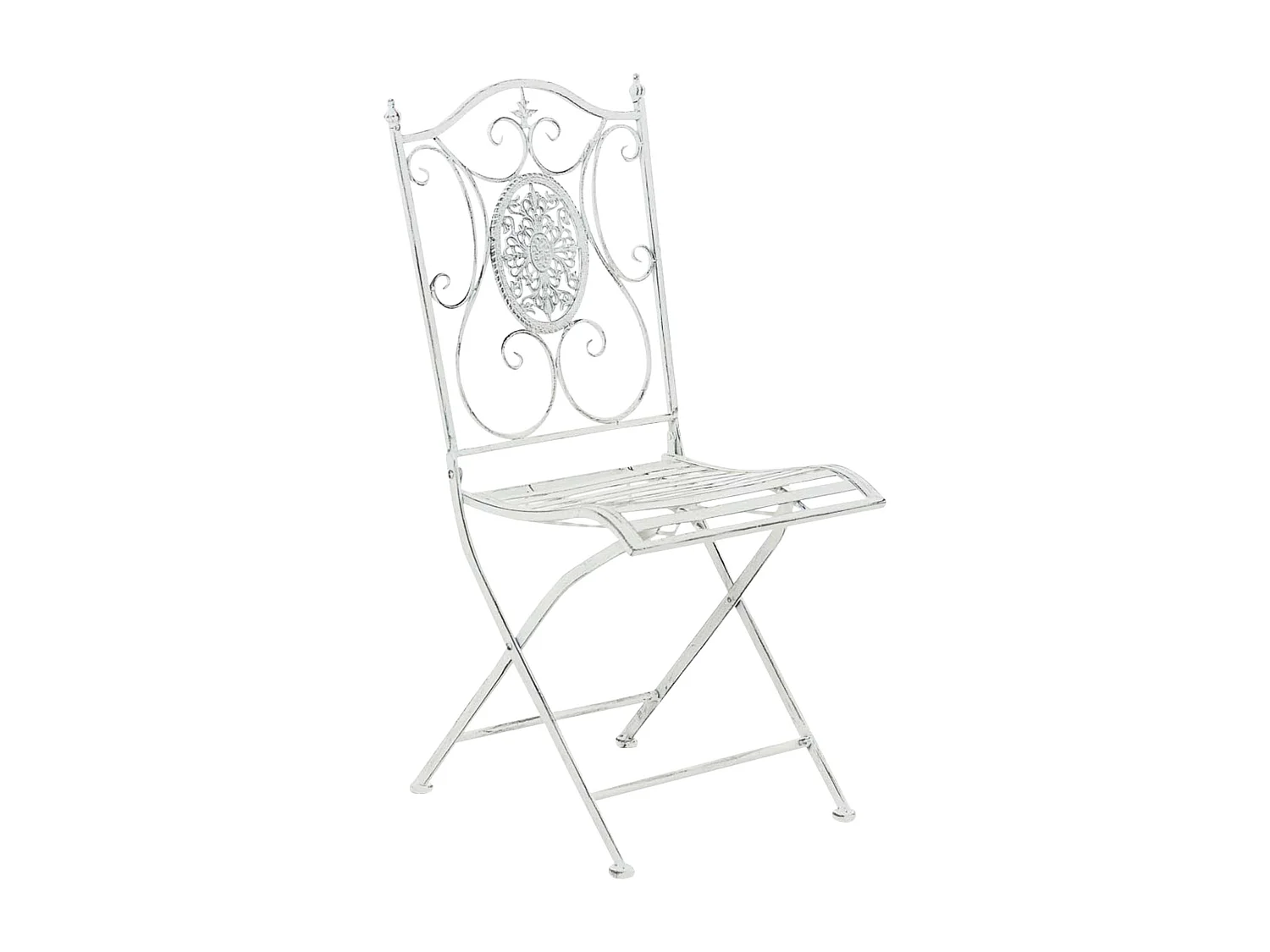 Lot de 2  Chaises de jardin - Métal - Blanc antique - Sibell