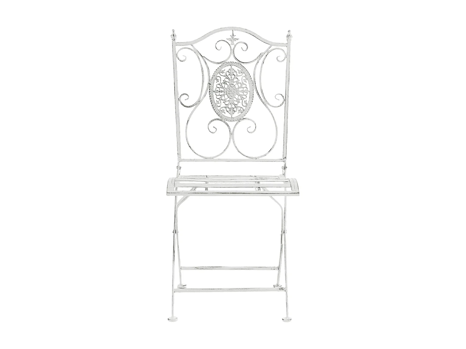 Lot de 2  Chaises de jardin - Métal - Blanc antique - Sibell