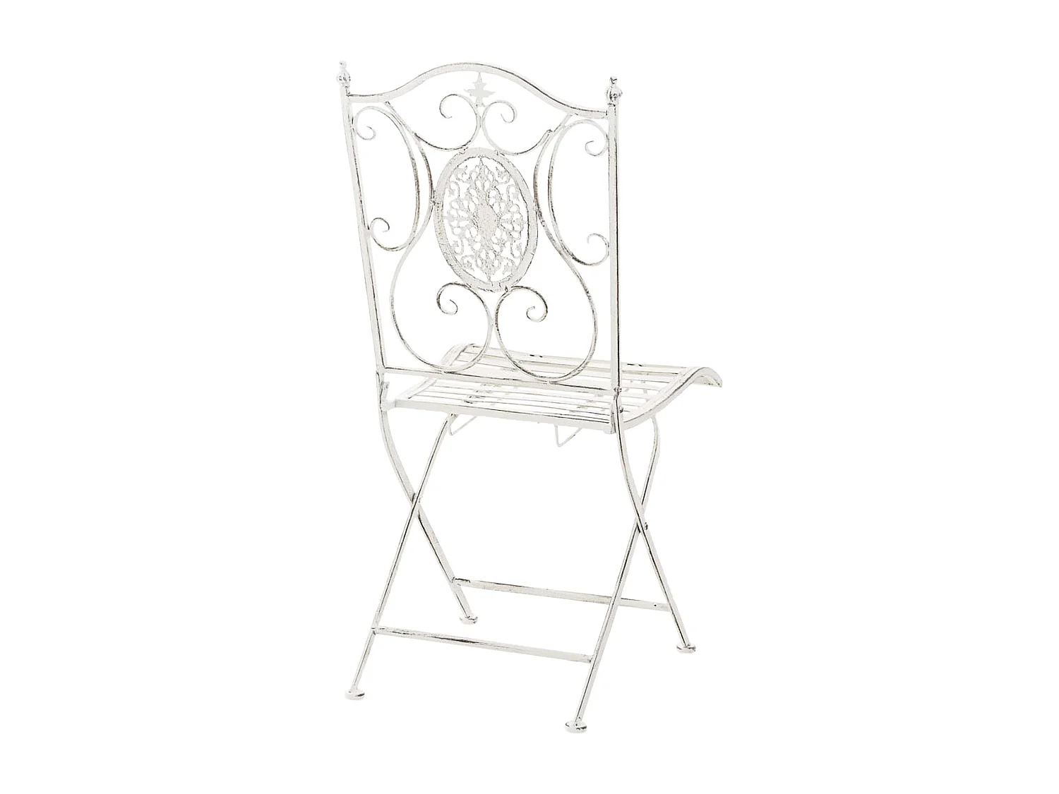 Lot de 2  Chaises de jardin - Métal - Blanc antique - Sibell