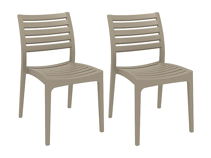 Lot de 2  Chaises de jardin - Plastique & Plastique - Boue - Ares