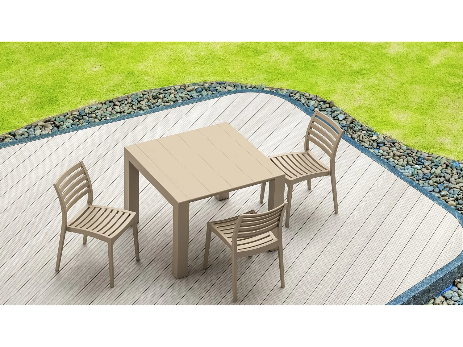 Lot de 2  Chaises de jardin - Plastique & Plastique - Boue - Ares