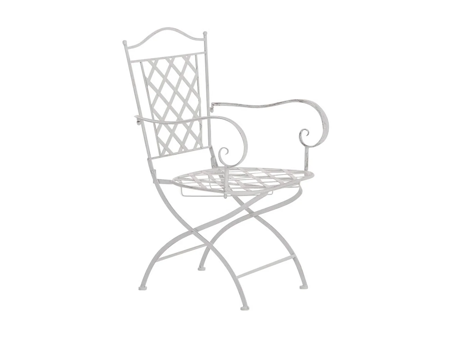 Lot de 2 Chaises de jardin - Métal & Fer galvanisé - Blanc antique - Adara