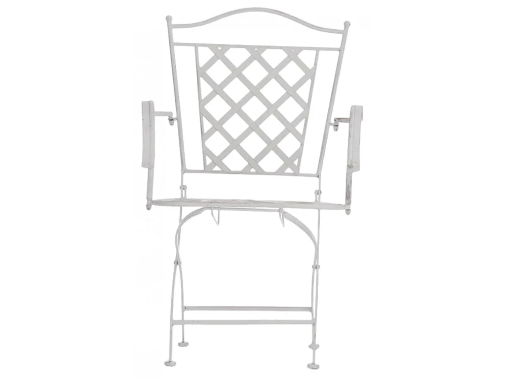 Lot de 2 Chaises de jardin - Métal & Fer galvanisé - Blanc antique - Adara