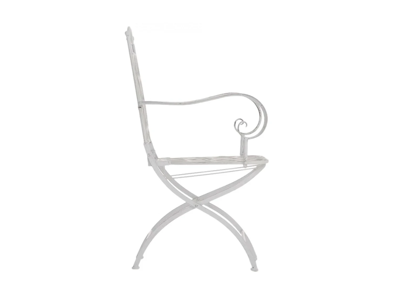 Lot de 2 Chaises de jardin - Métal & Fer galvanisé - Blanc antique - Adara