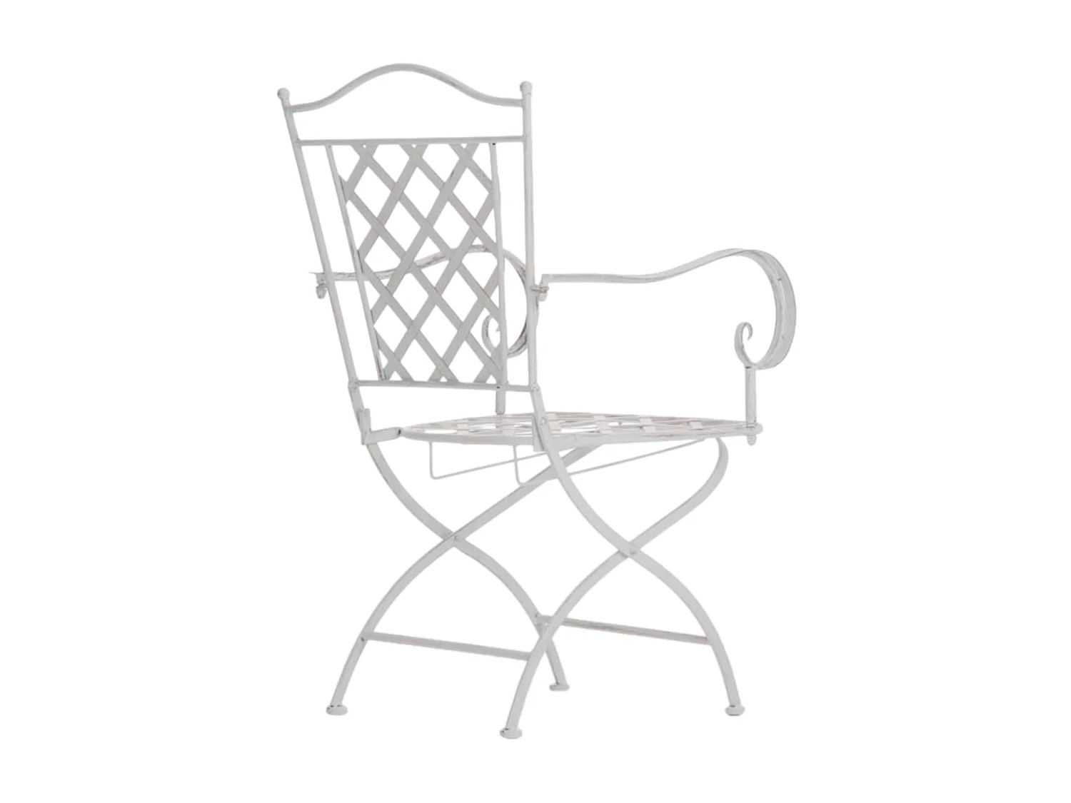 Lot de 2 Chaises de jardin - Métal & Fer galvanisé - Blanc antique - Adara