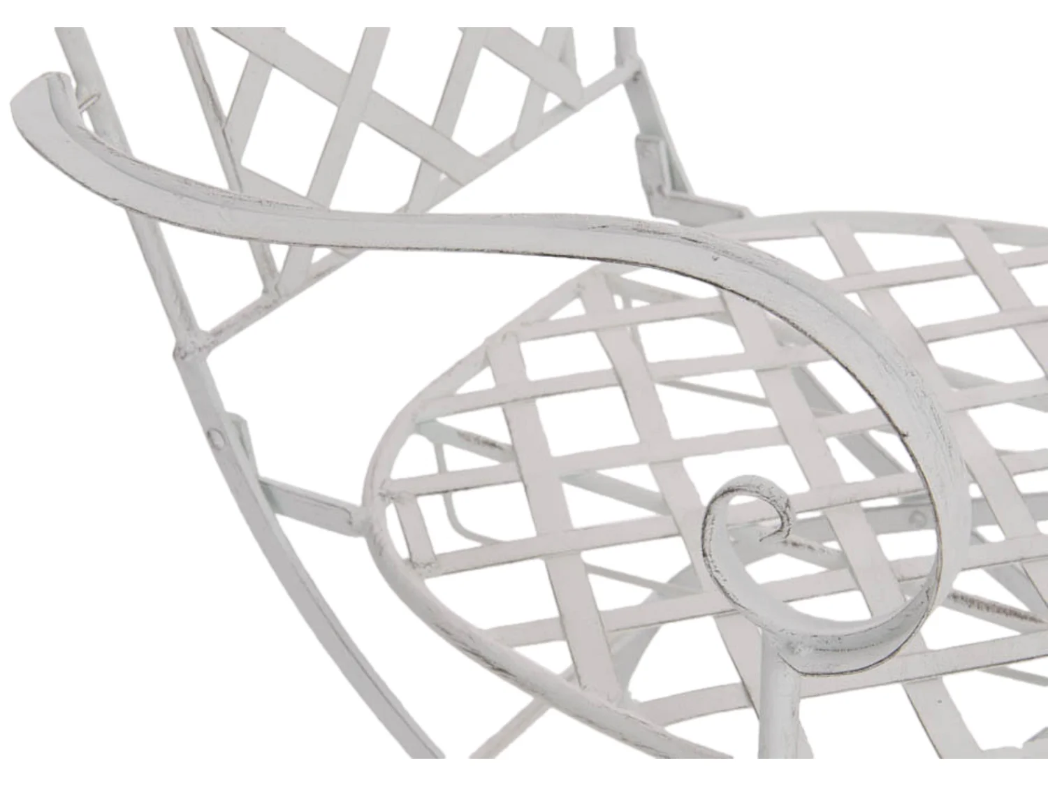 Lot de 2 Chaises de jardin - Métal & Fer galvanisé - Blanc antique - Adara