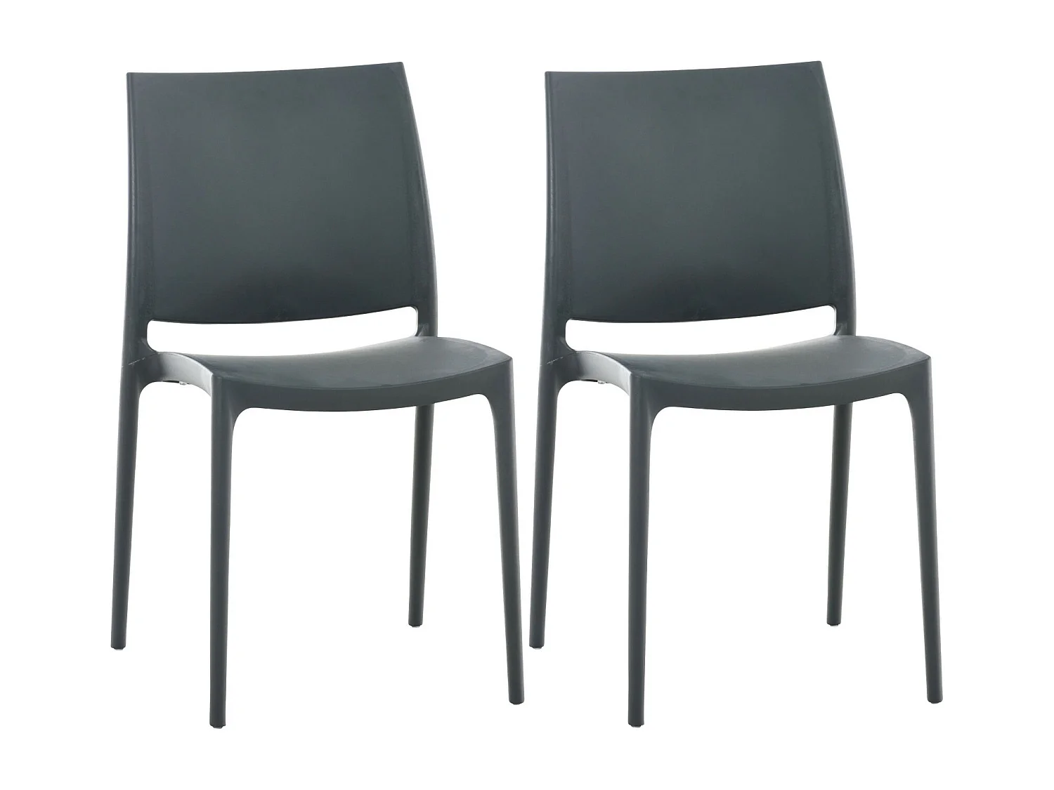 Lot de 2  Chaises de jardin - Plastique - Gris foncé - Maya
