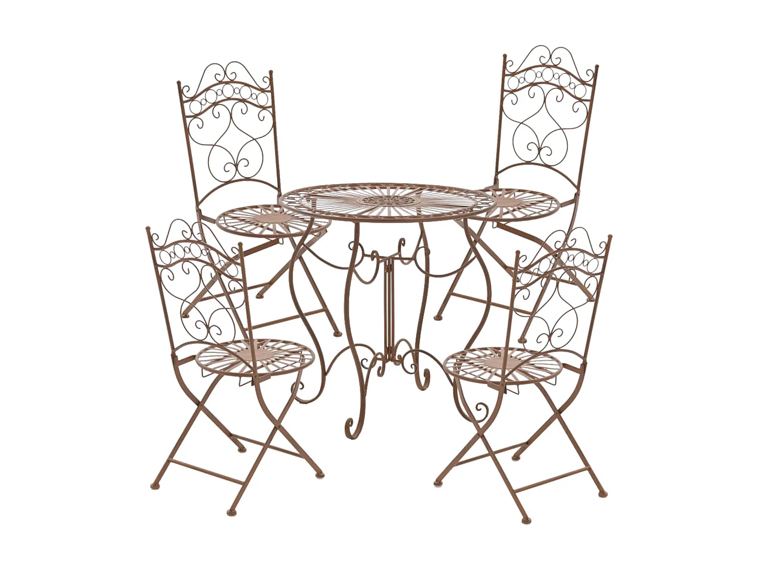 2er Set Gartenstuhl - Metall - antik braun - Kiran