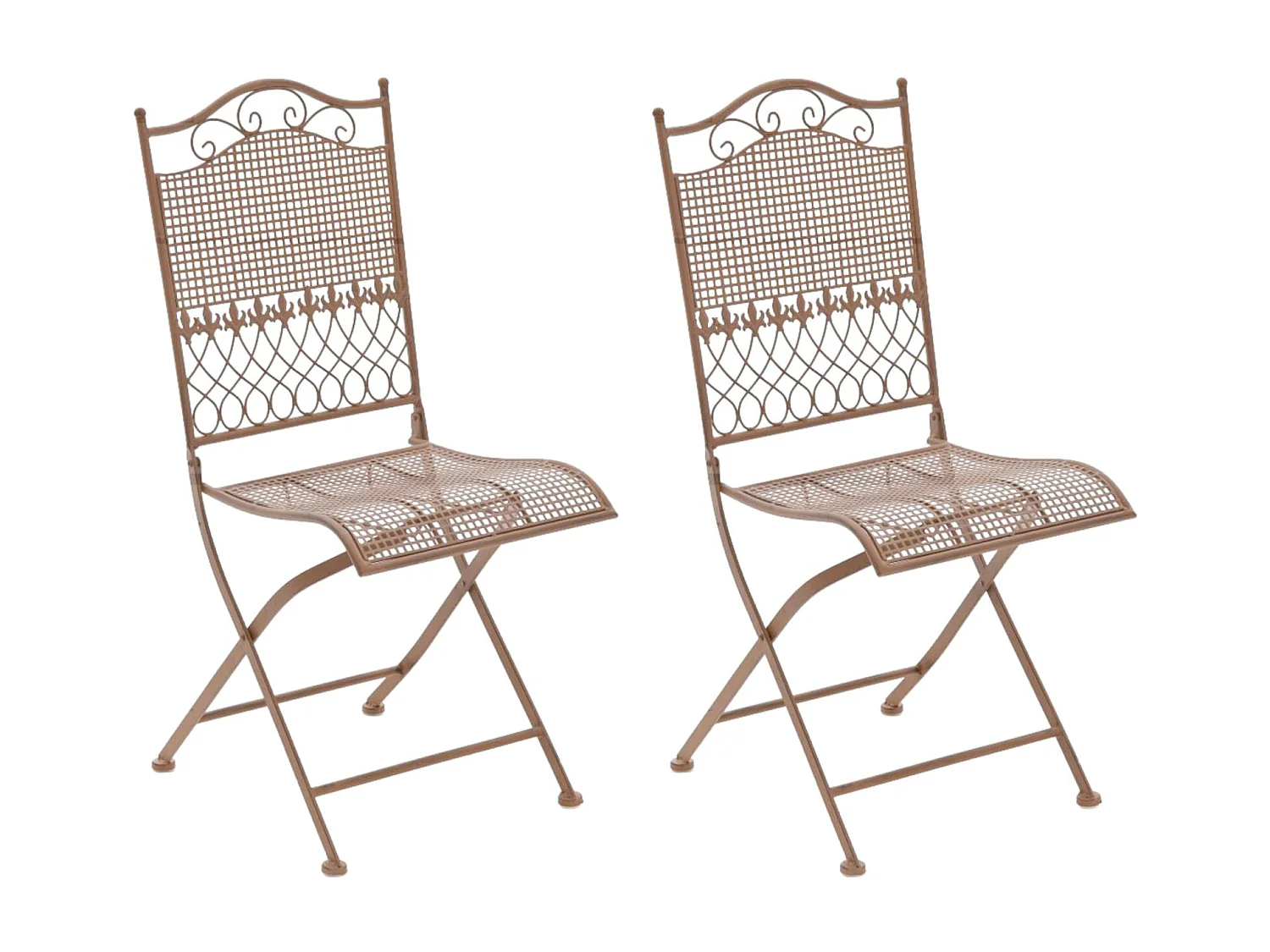 Lot de 2  Chaises de jardin - Métal - Marron antique - Kiran