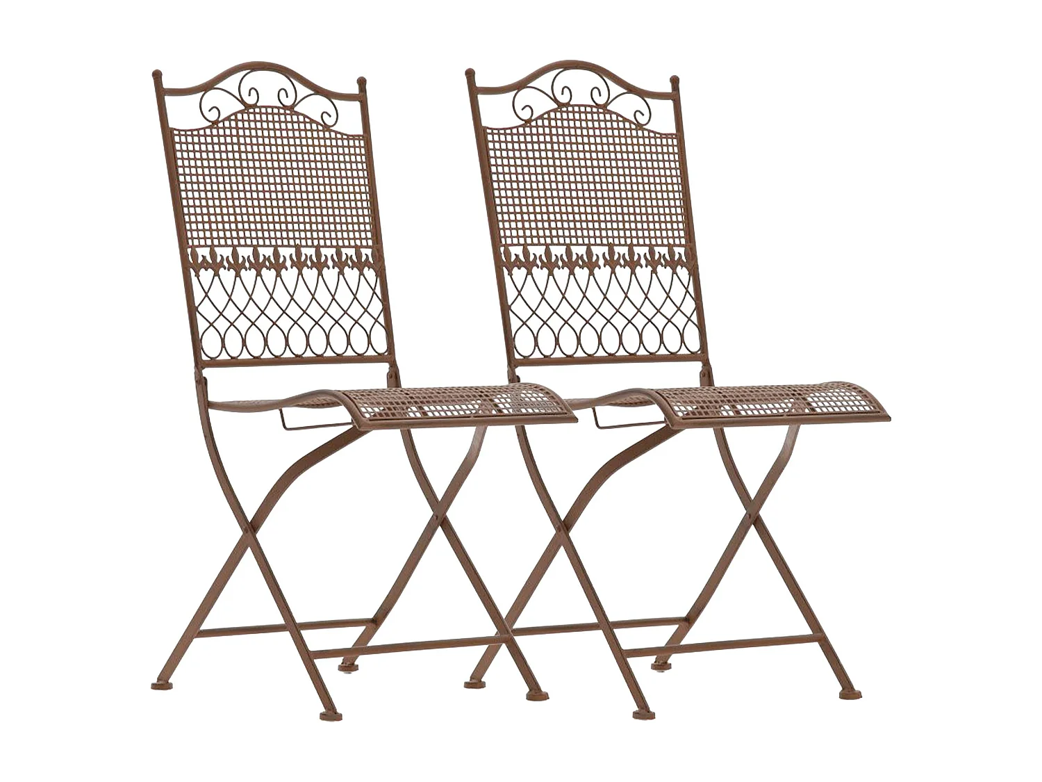 Lot de 2  Chaises de jardin - Métal - Marron antique - Kiran