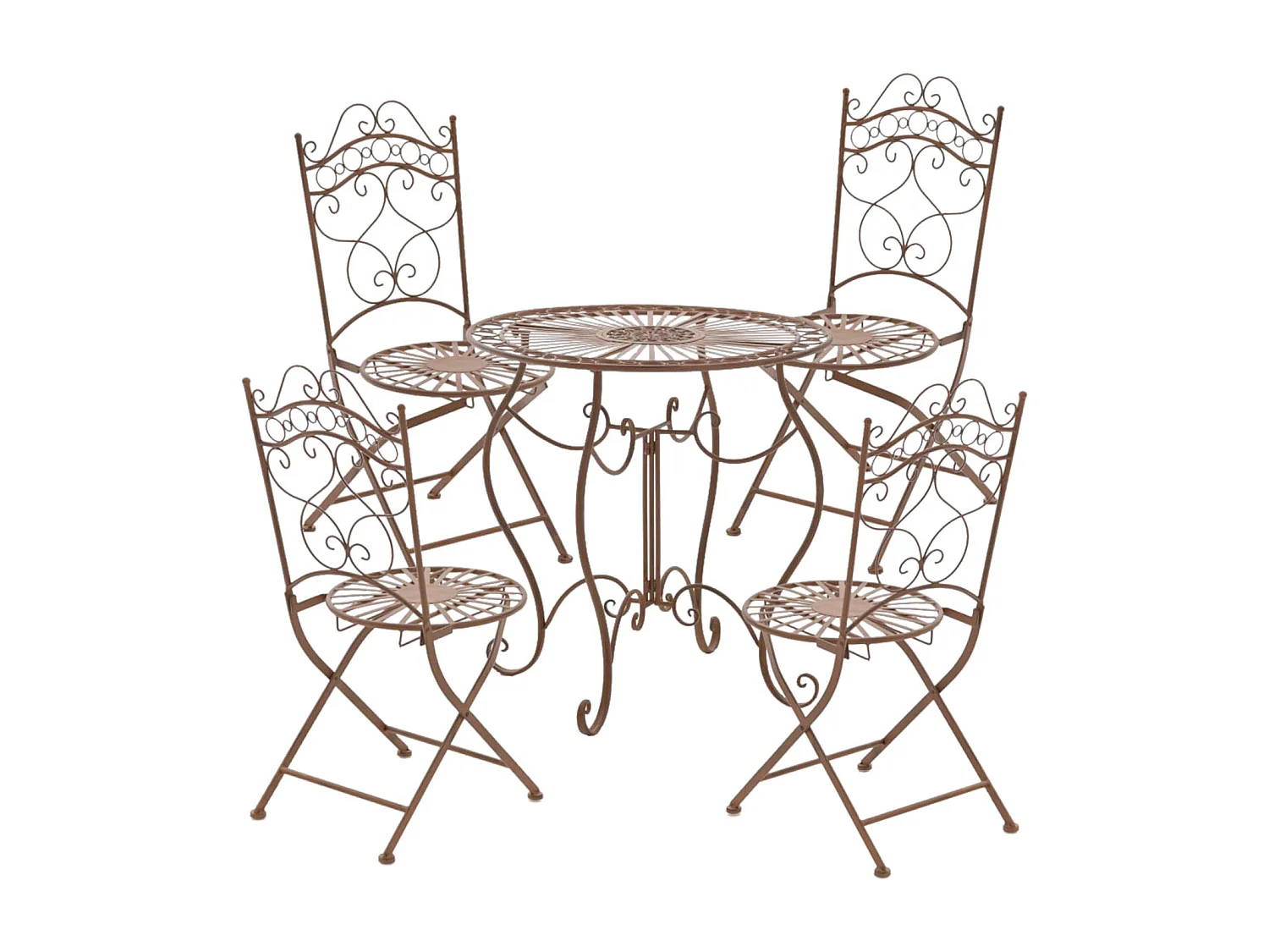 Lot de 2  Chaises de jardin - Métal - Marron antique - Kiran