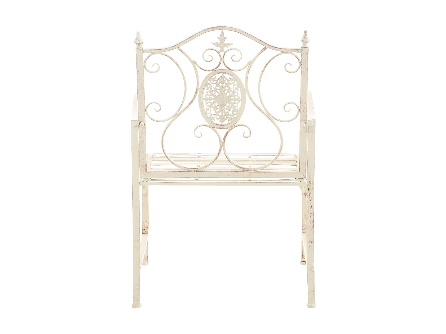 Lot de 2  Chaises de jardin - Métal & Chrome - Crème antique - Punjab