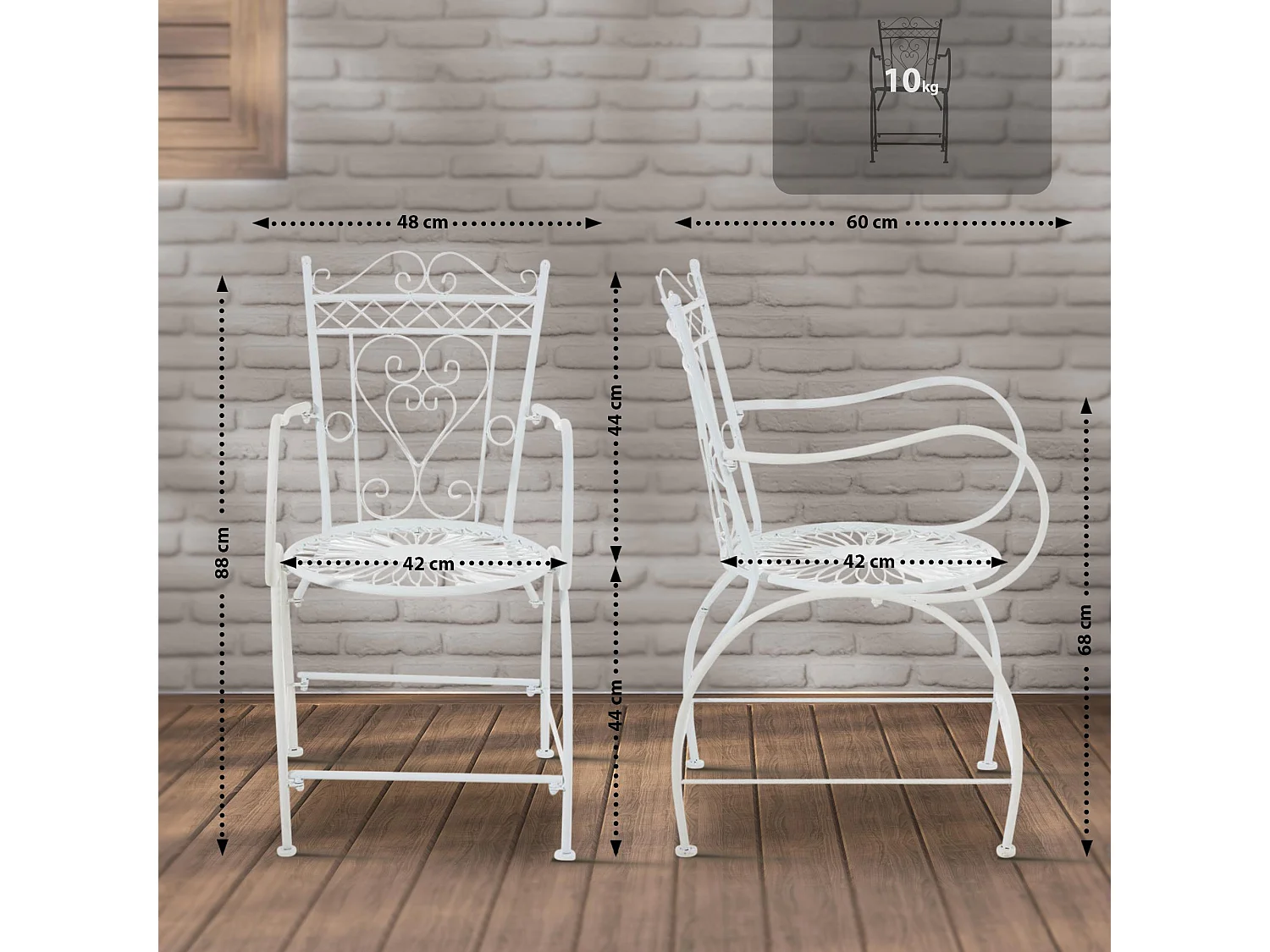 Chaises de jardin - Métal - Blanc - Sheela