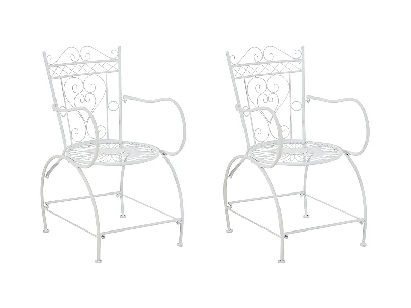 Lot de 2 Chaises de jardin - Métal & Métal - Blanc - Sheela