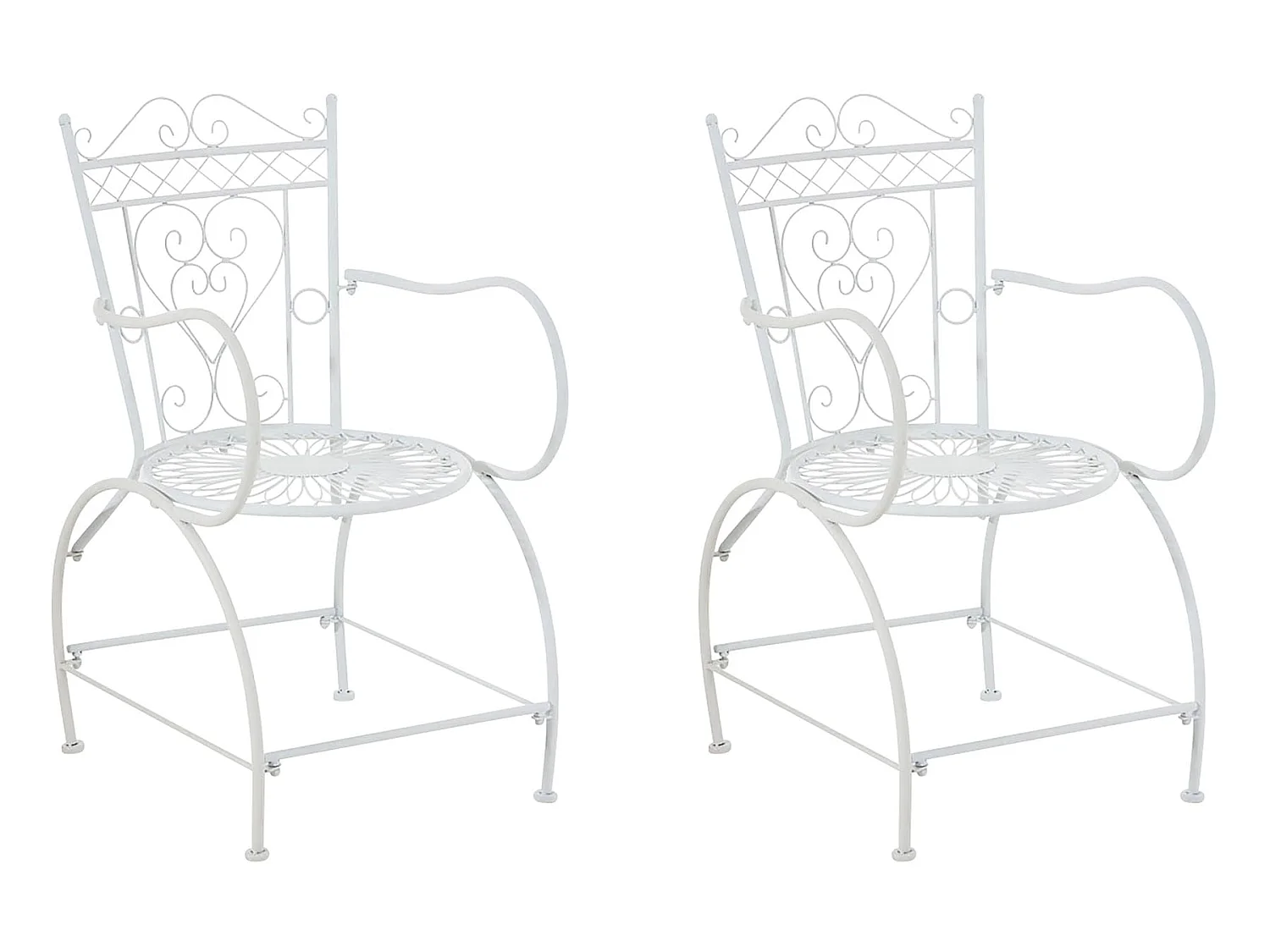 Lot de 2 Chaises de jardin - Métal & Métal - Blanc - Sheela