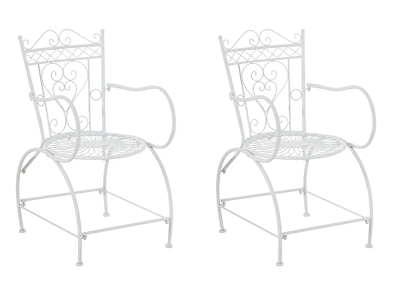 Lot de 2 Chaises de jardin - Métal & Métal - Blanc - Sheela